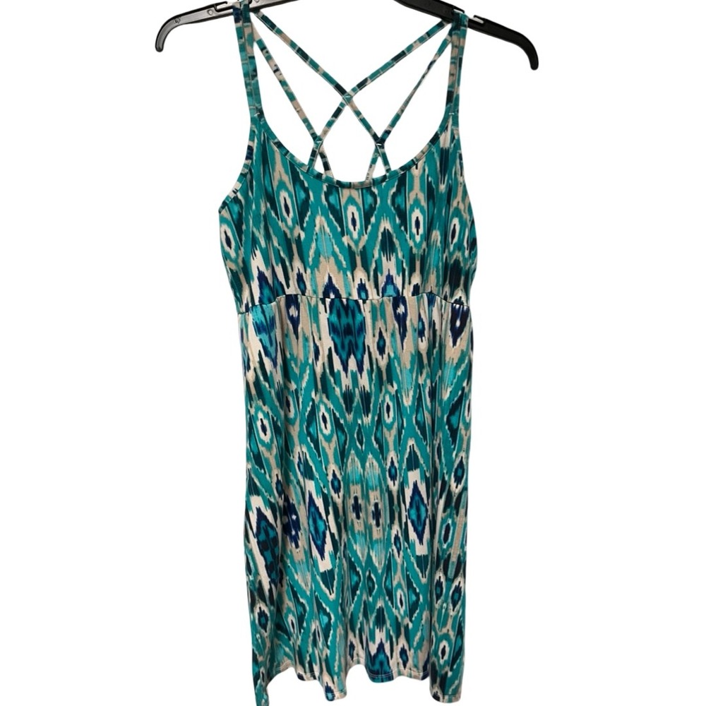 Cynthia Rowley Womens XL Teal Blue Strappy Lattice Back Mini Dress Sleeveless